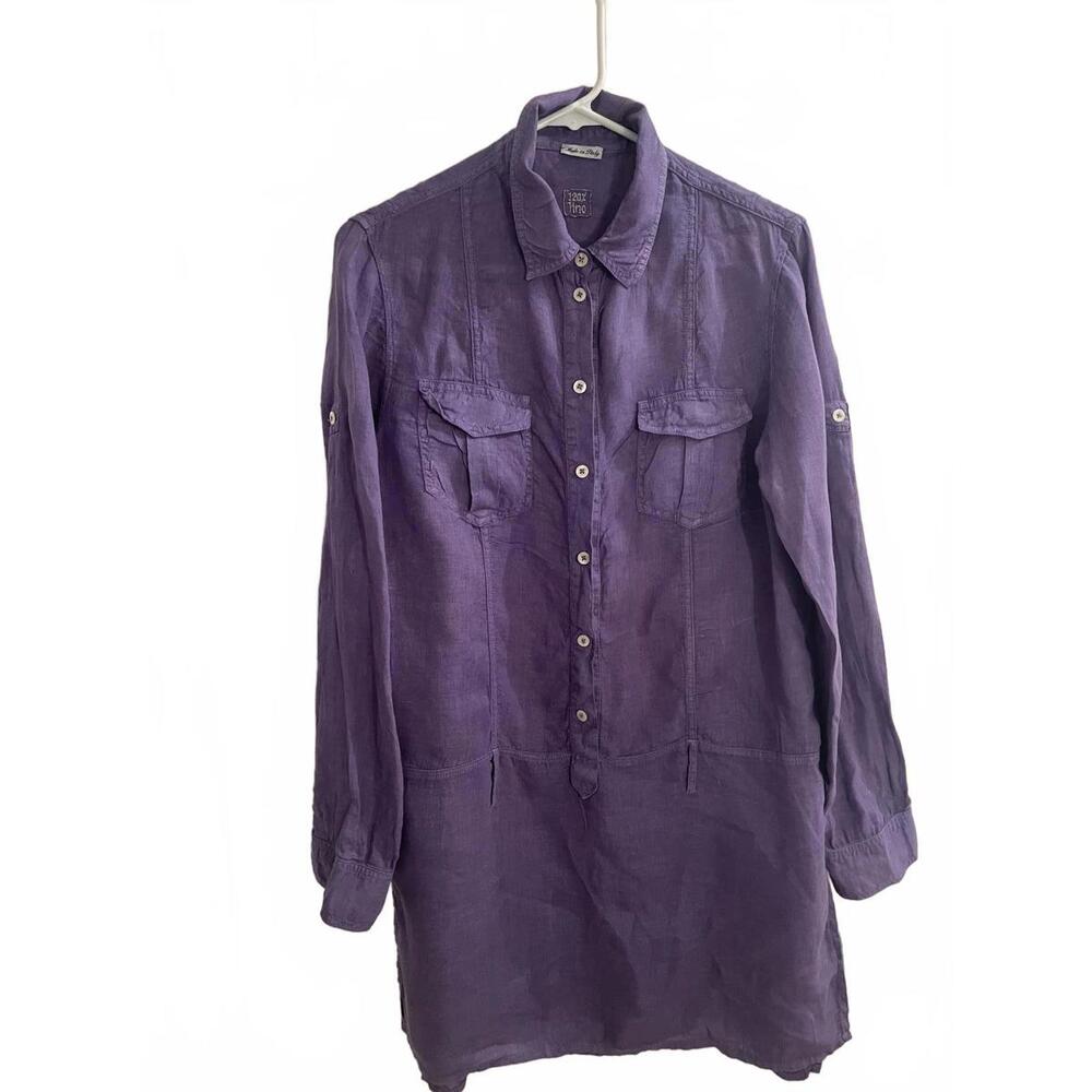 Stylish Purple Linen Tunic Dress